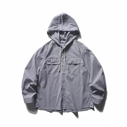 グラフチェック　フード　シャツジャケット　N1230