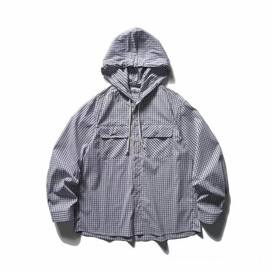 グラフチェック　フード　シャツジャケット　N1230