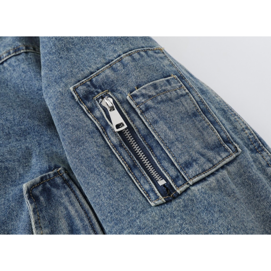 ライナーキルティング　ウォッシュデニム　ジップジャケット　N890