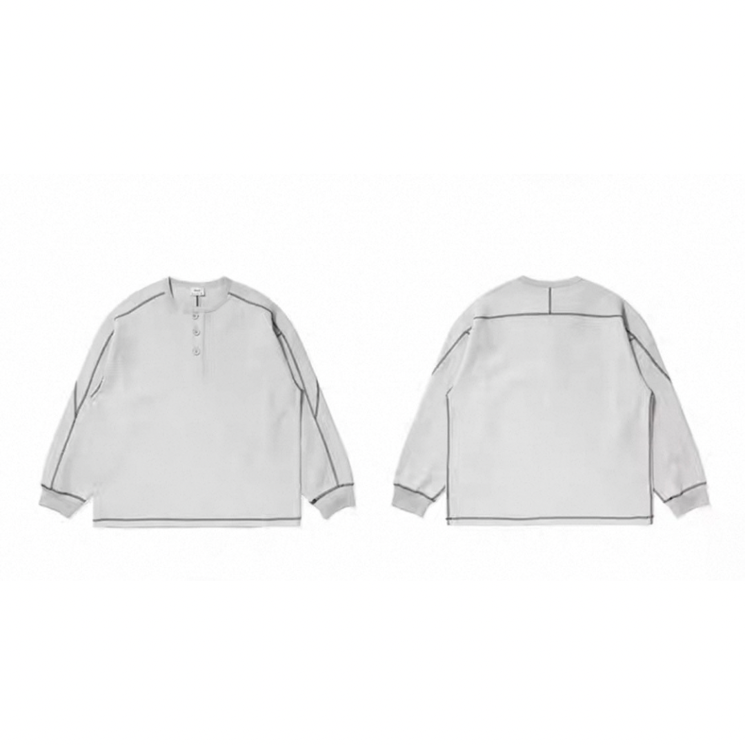 ポリエステル　ワッフルヘンリーネック　長袖Tシャツ　N583