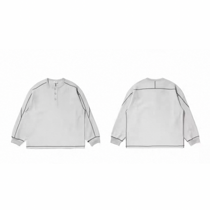 ポリエステル　ワッフルヘンリーネック　長袖Tシャツ　N583