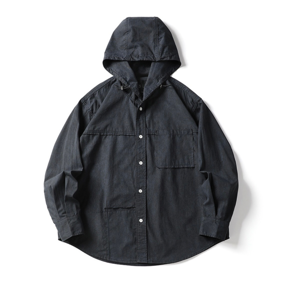 パッチワーク　フード　シャツジャケット　N1262