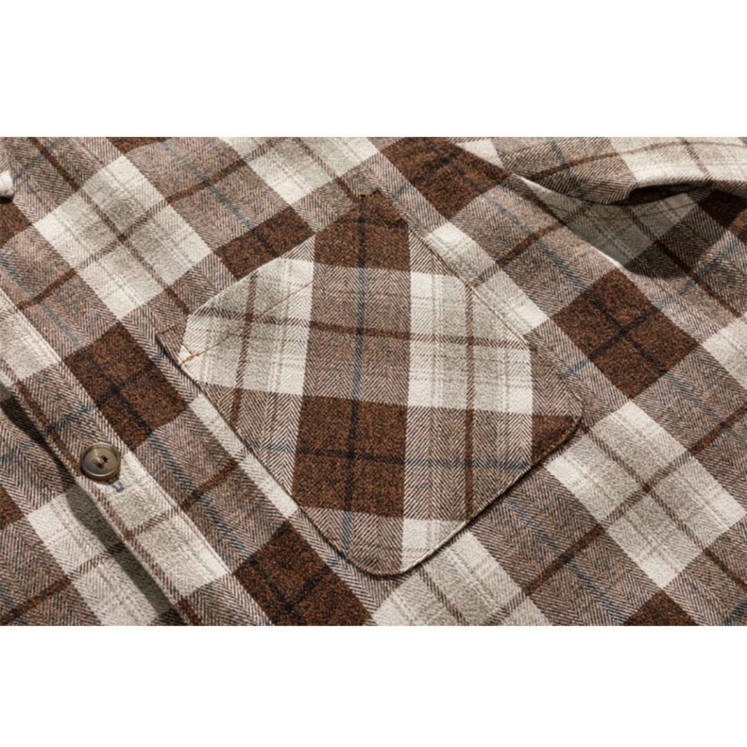 コットンポリ　ヘリンボンチェック　ネルシャツ　N1217