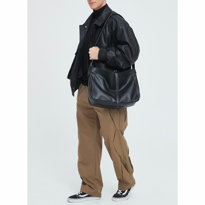 PUレザー　ラインストラップ　ショルダーバッグ　N1150