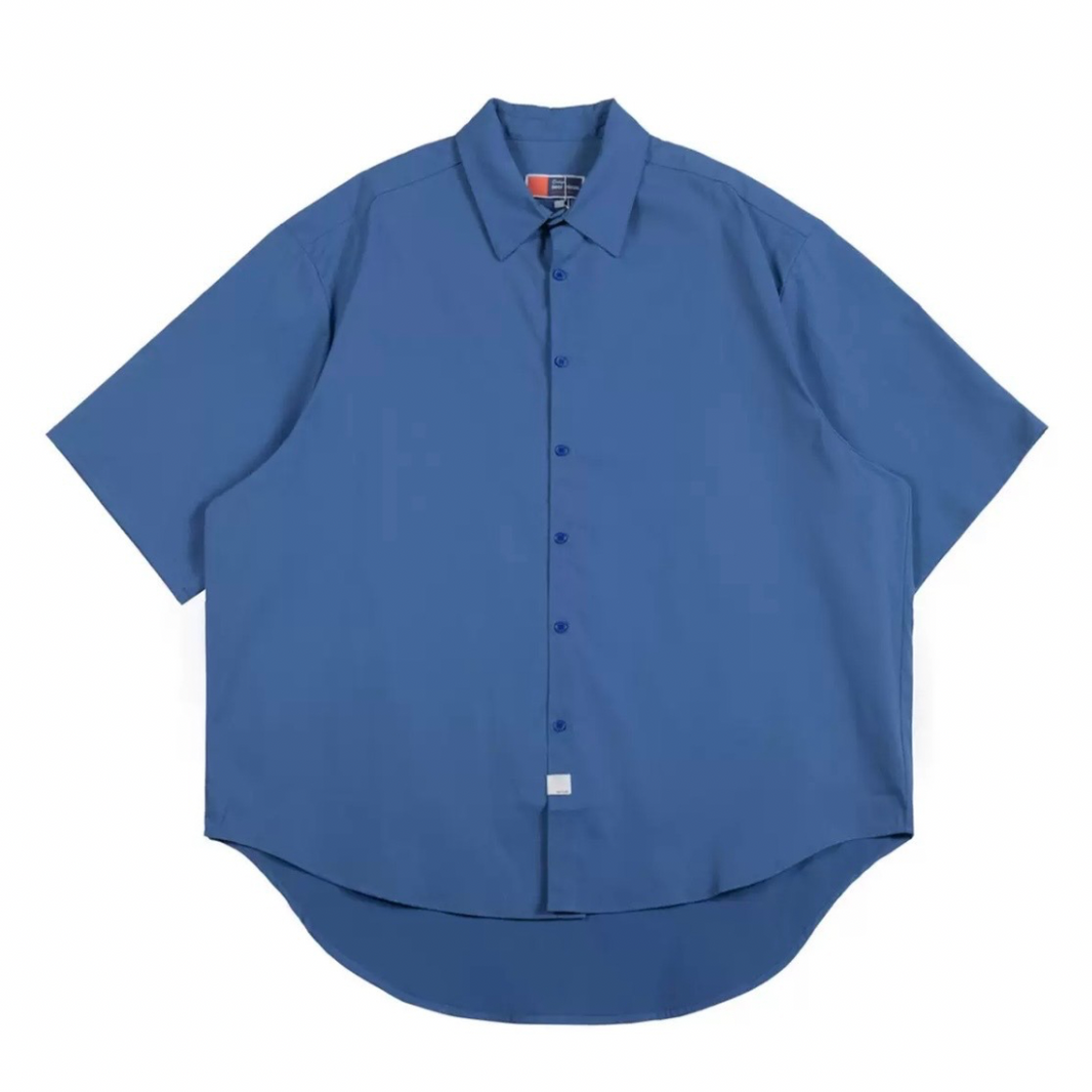 Polyester Broadcloth Short-Sleeve Regular Collar Shirt N1576 ブルー