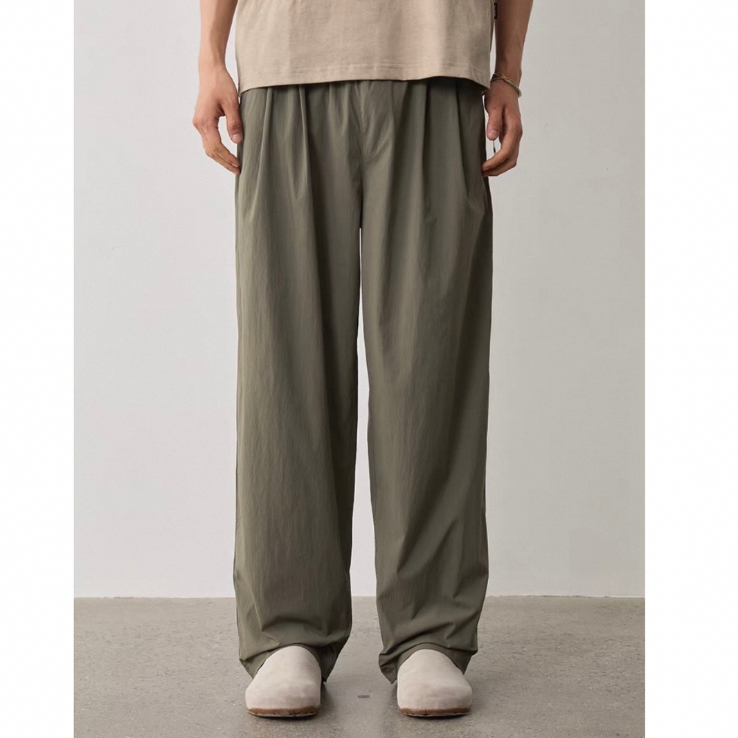 Stretch Nylon Wide Easy Pants N1574 グリーングレー