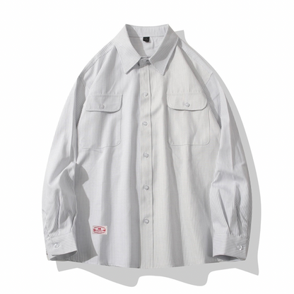 ペールストライプ　フラップポケット　シャツ　N1207