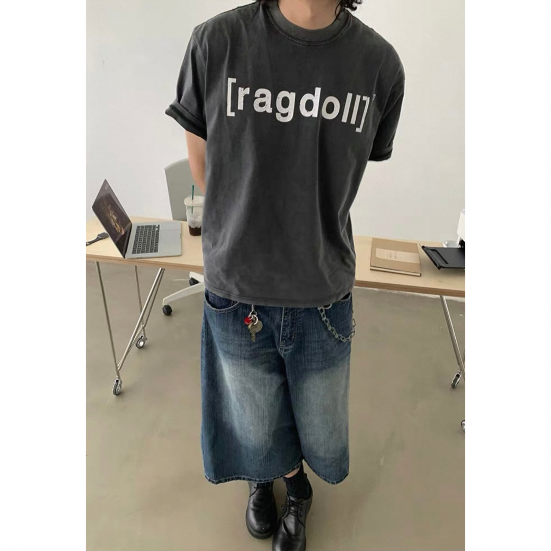 ヴィンテージウォッシュデニム　ワイドクロップドパンツ　N508