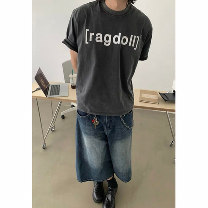 ヴィンテージウォッシュデニム　ワイドクロップドパンツ　N508