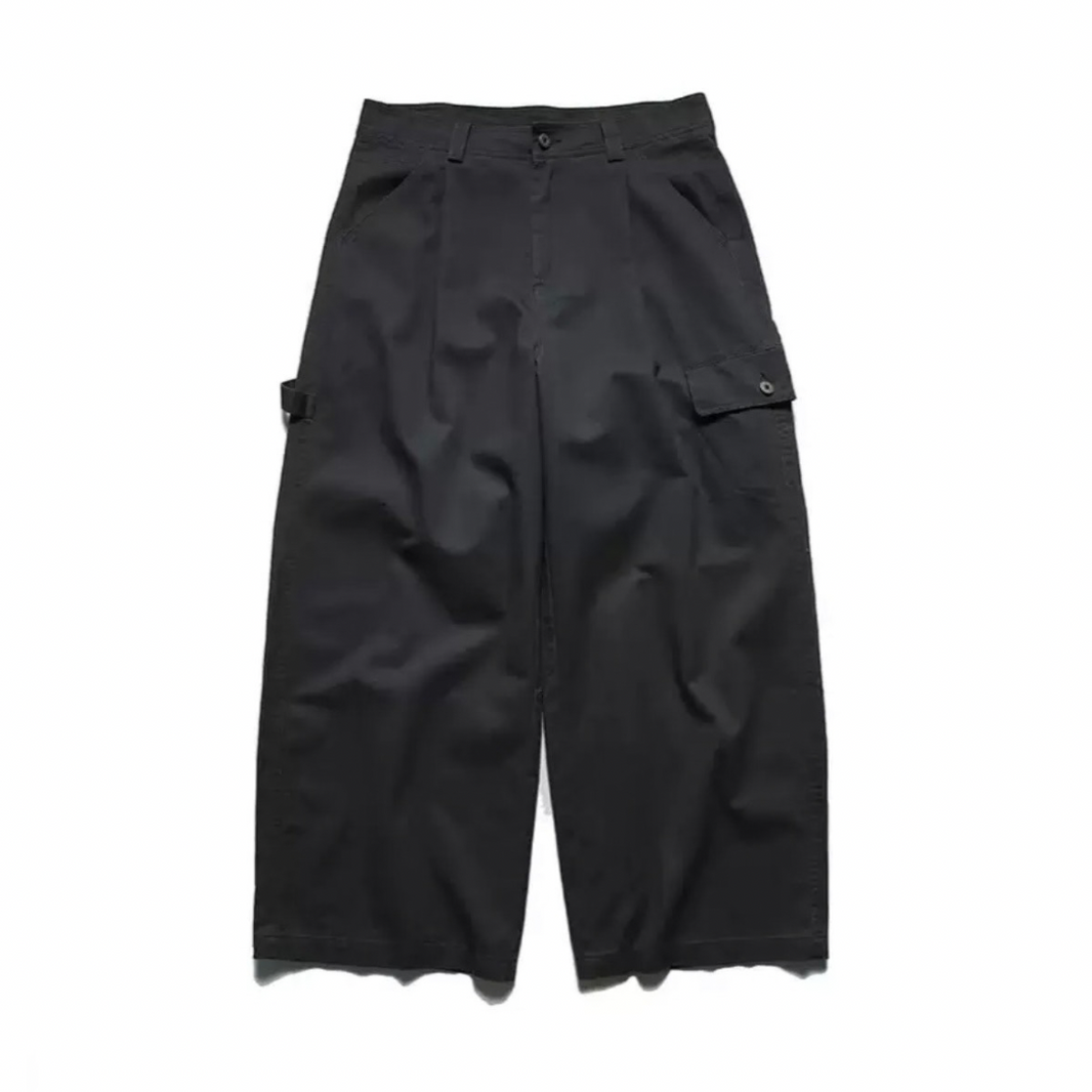 Noble Twill Wide Pants with Hanger Loop N1289 ブラックグレー