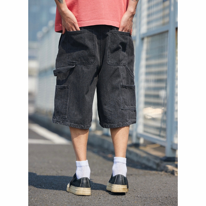 ダブルニー　デニム　ワイド　ショートパンツ　N1456