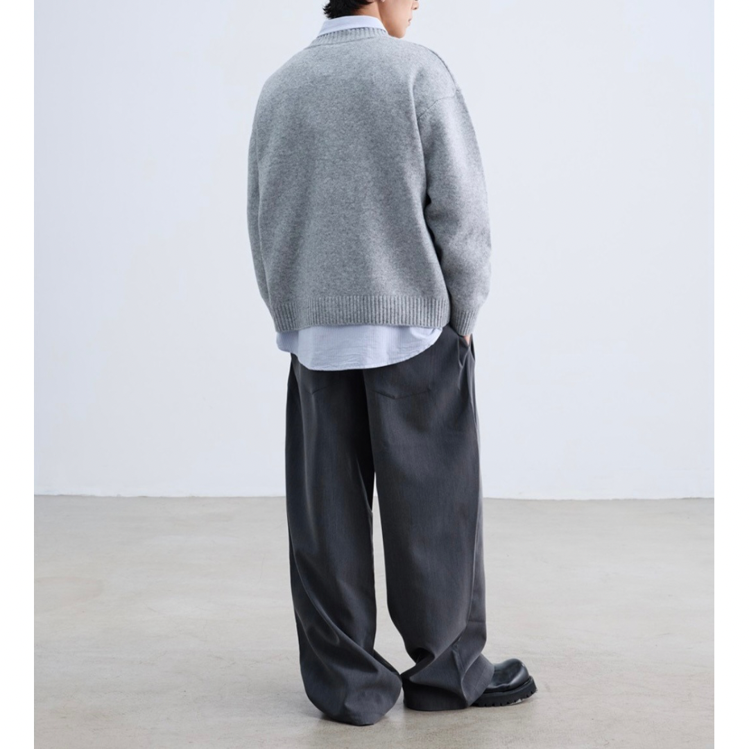 ミドルゲージ　クルーネック　カーディガン　N933