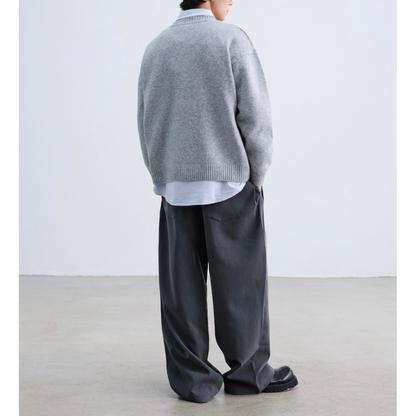 ミドルゲージ　クルーネック　カーディガン　N933