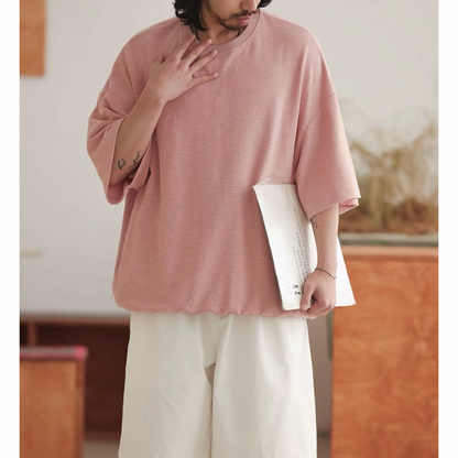 オーバーサイズ　ストレッチ　5分袖　Tシャツ　N1489