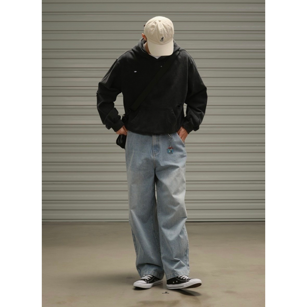 フェードブルーデニム　ニータック　ワイドストレートパンツ　N1427