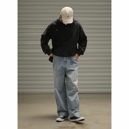 フェードブルーデニム　ニータック　ワイドストレートパンツ　N1427