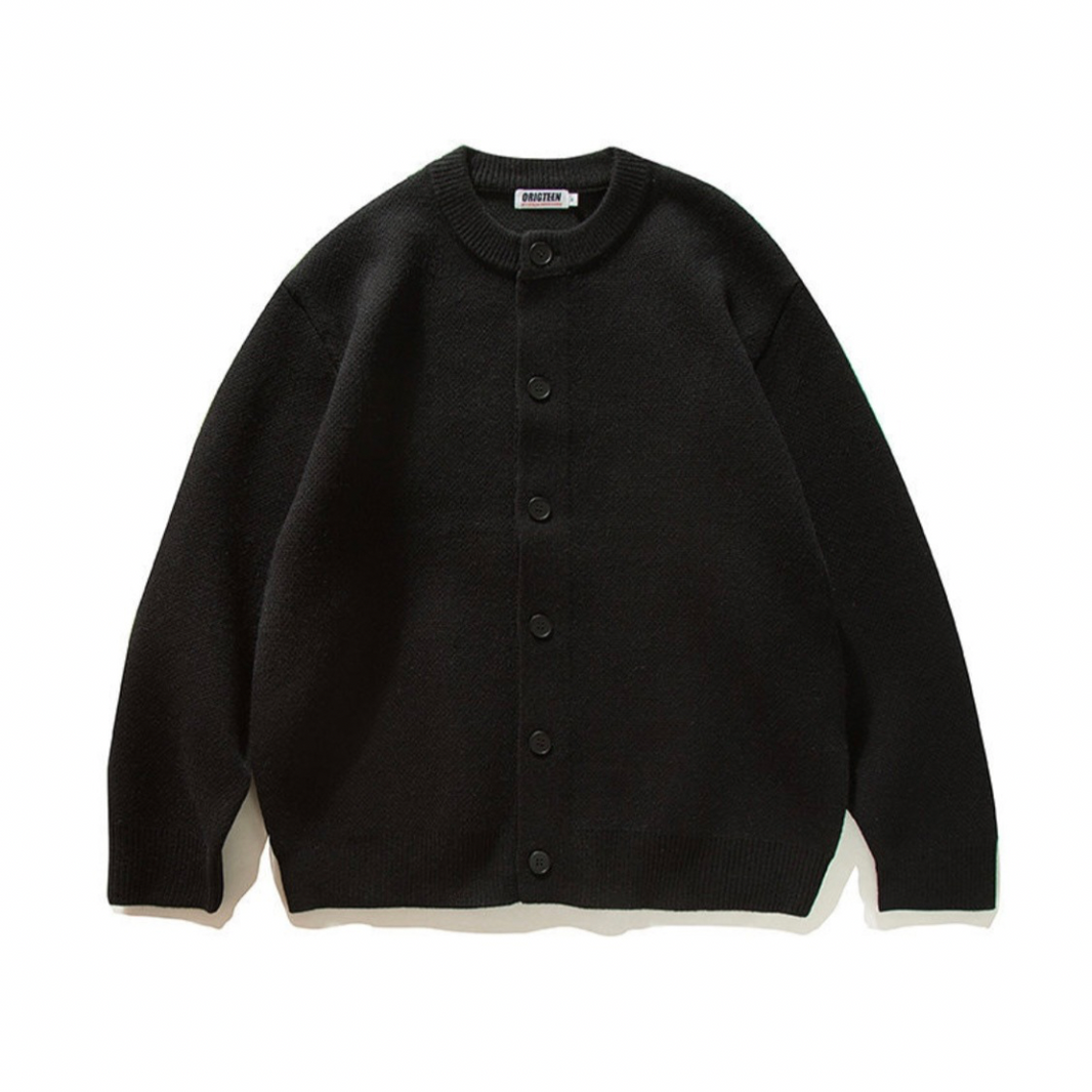 Kanoko knit crew neck cardigan N811 black