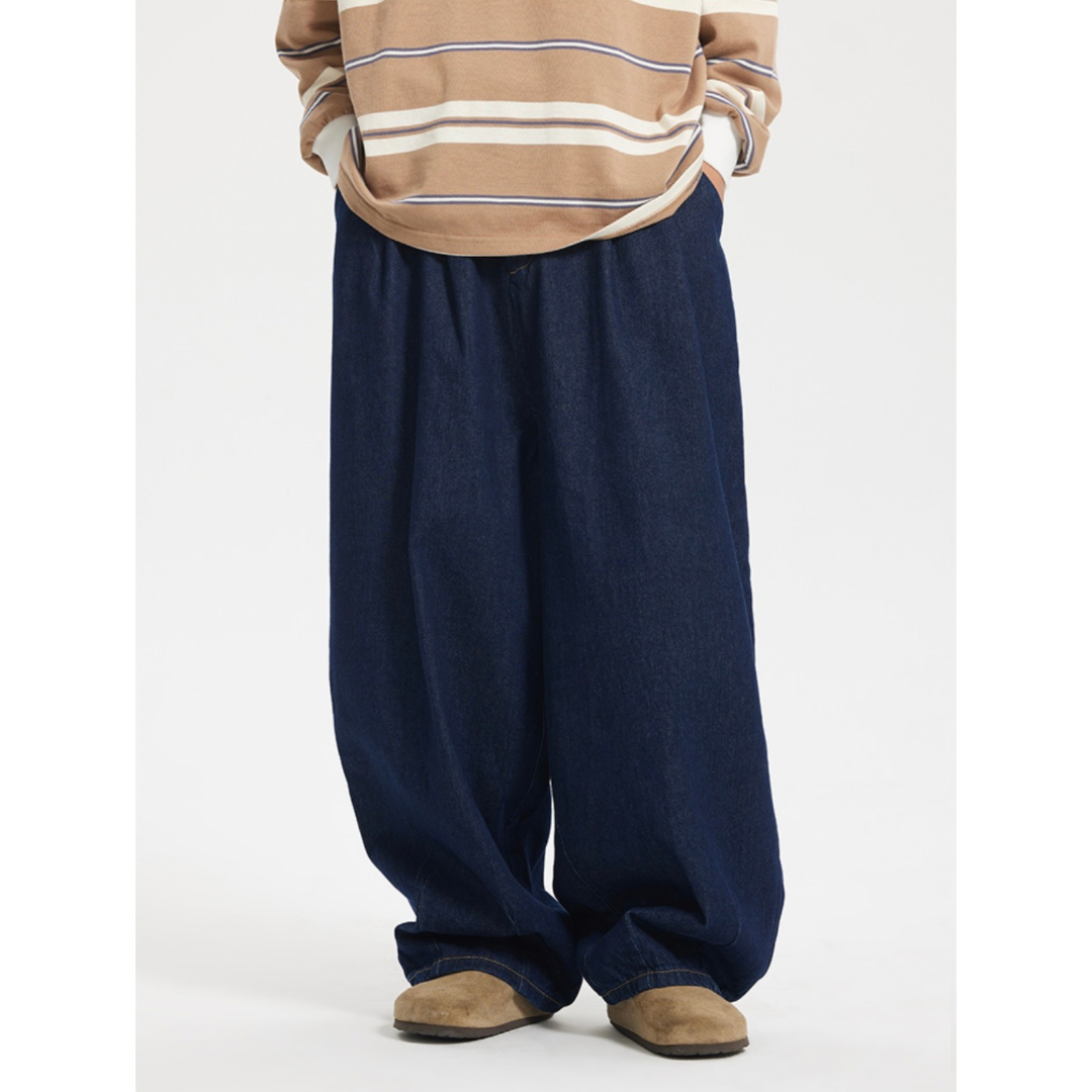 ビスコース混デニム　ビッグシルエット　パンツ　N973