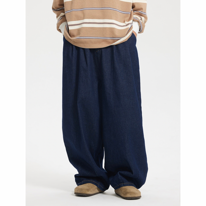 ビスコース混デニム　ビッグシルエット　パンツ　N973