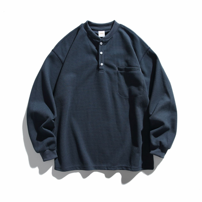 ポリコットン　ワッフル　ヘンリーネック長袖Ｔシャツ　N598