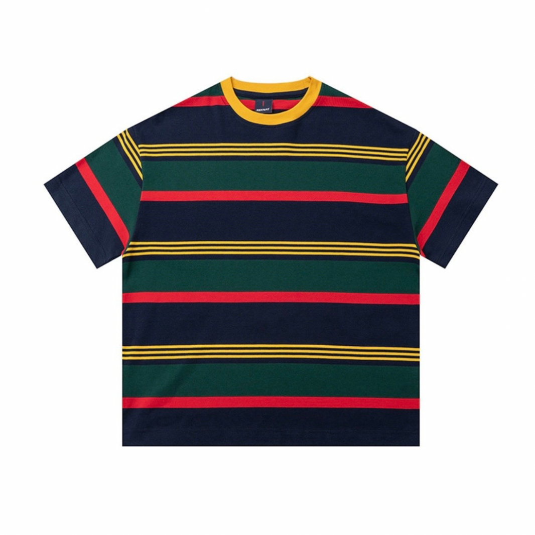 マルチカラー　ボーダーTシャツ　N1464 グリーン