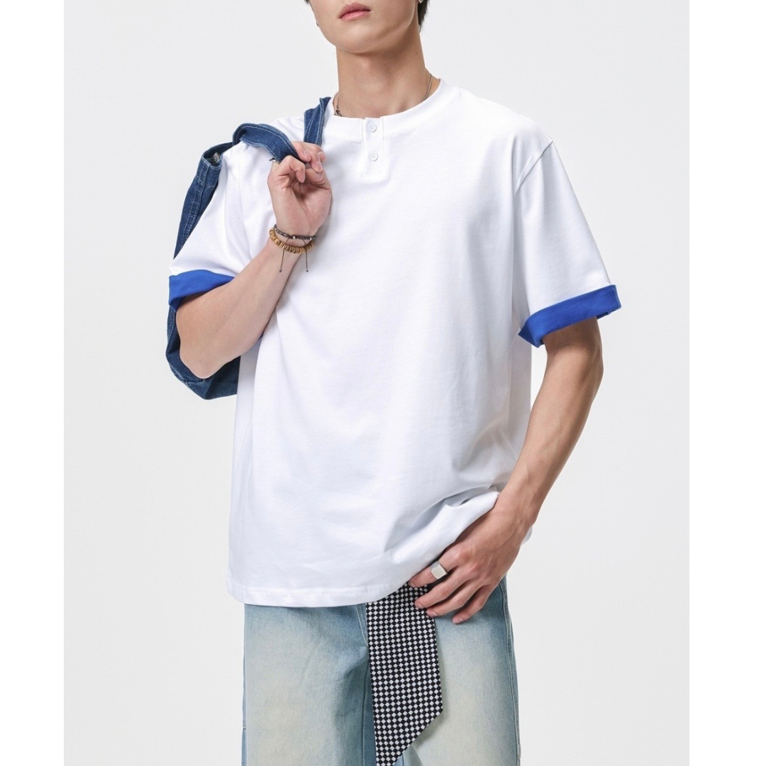 ブルーレイヤード　ヘンリーネック　Tシャツ　N1552