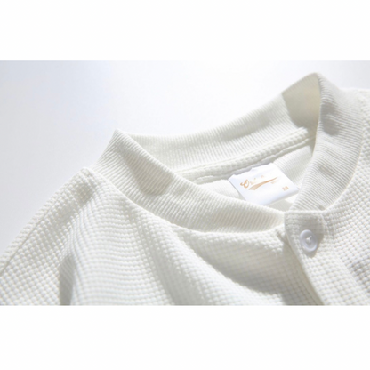 ポリコットン　ワッフル　ヘンリーネック長袖Ｔシャツ　N598