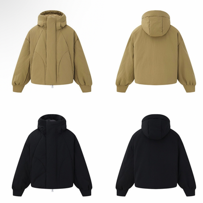 ホワイトダウン　変形パターン　フードジャケット　N915