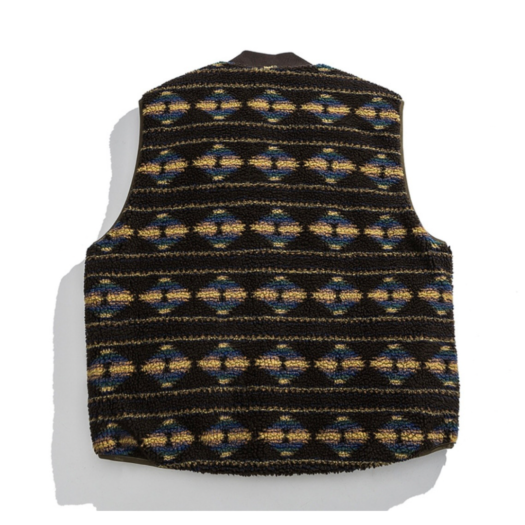 リバーシブル　ウェーブキルト＆フリース　ベスト　N819