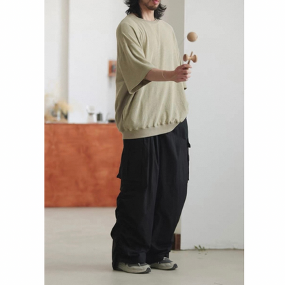 オーバーサイズ　ストレッチ　5分袖　Tシャツ　N1489