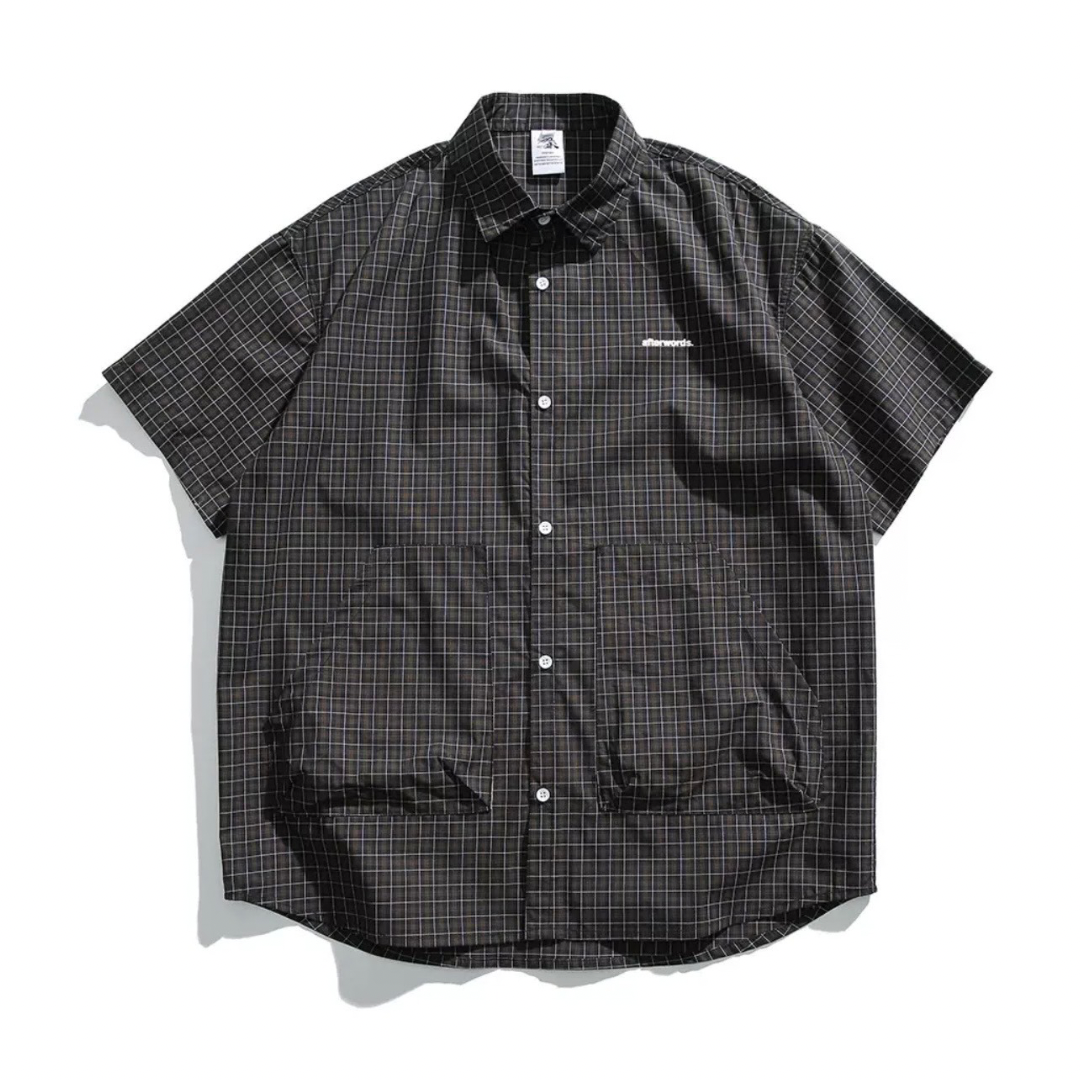 ダークタータンチェック　ワンポイント　半袖シャツ　N1291