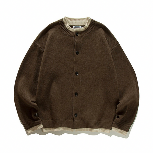 ミドルゲージニット　レイヤー　クルーネックカーディガン　N902