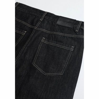 ダブルニー　ブラックデニム　ワイドストレートパンツ　N1204