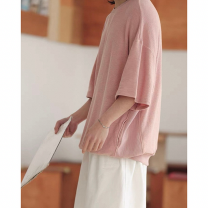 オーバーサイズ　ストレッチ　5分袖　Tシャツ　N1489