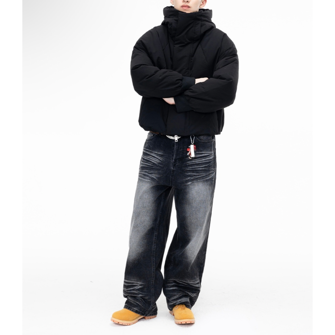 ホワイトダウン　変形パターン　フードジャケット　N915