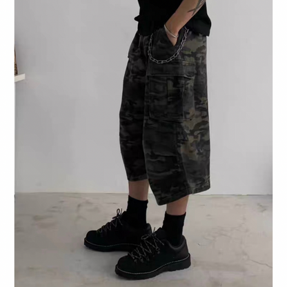 カモフラージュ　ワイド　クロップドパンツ　N283