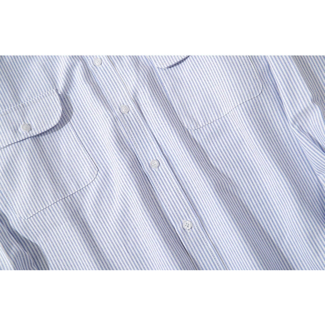 ペールストライプ　フラップポケット　シャツ　N1207