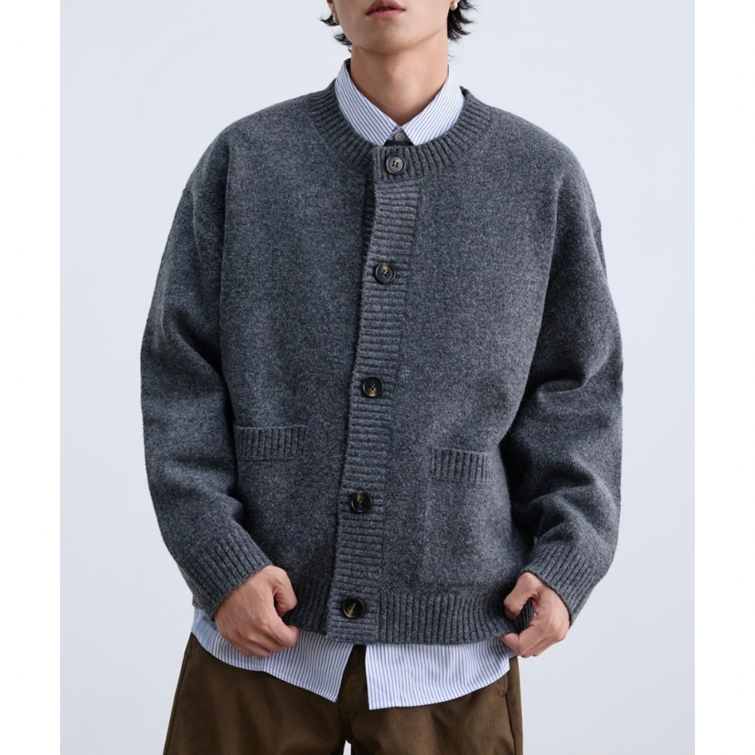 ミドルゲージ　クルーネック　カーディガン　N933