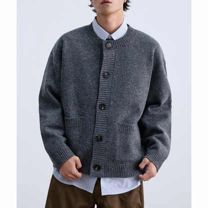 ミドルゲージ　クルーネック　カーディガン　N933