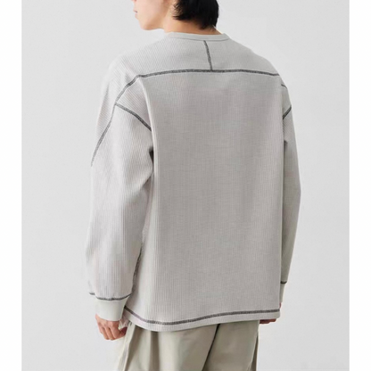 ポリエステル　ワッフルヘンリーネック　長袖Tシャツ　N583