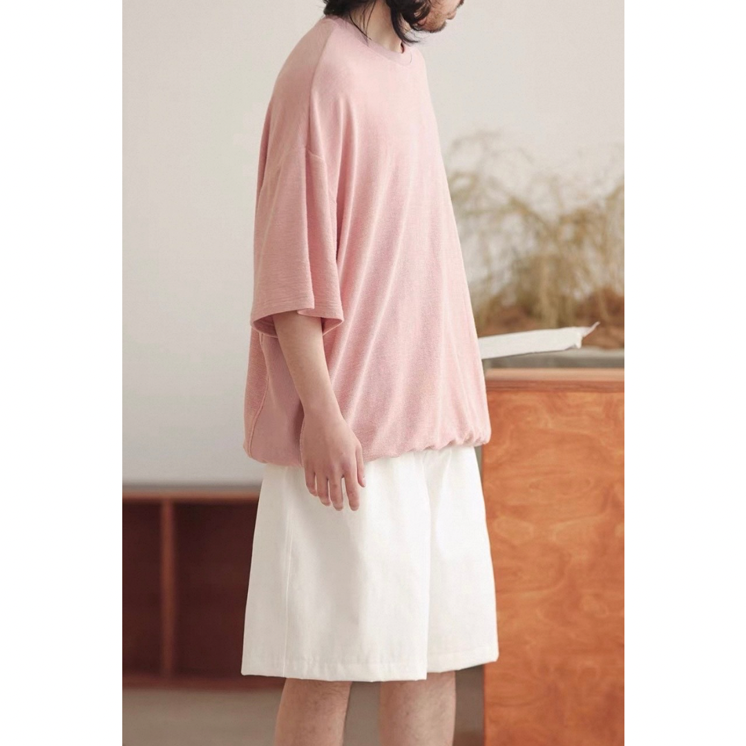 オーバーサイズ　ストレッチ　5分袖　Tシャツ　N1489
