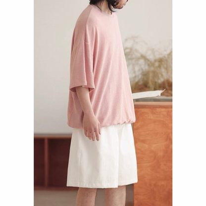 オーバーサイズ　ストレッチ　5分袖　Tシャツ　N1489