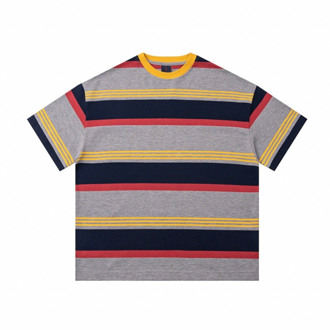マルチカラー　ボーダーTシャツ　N1464 グレー