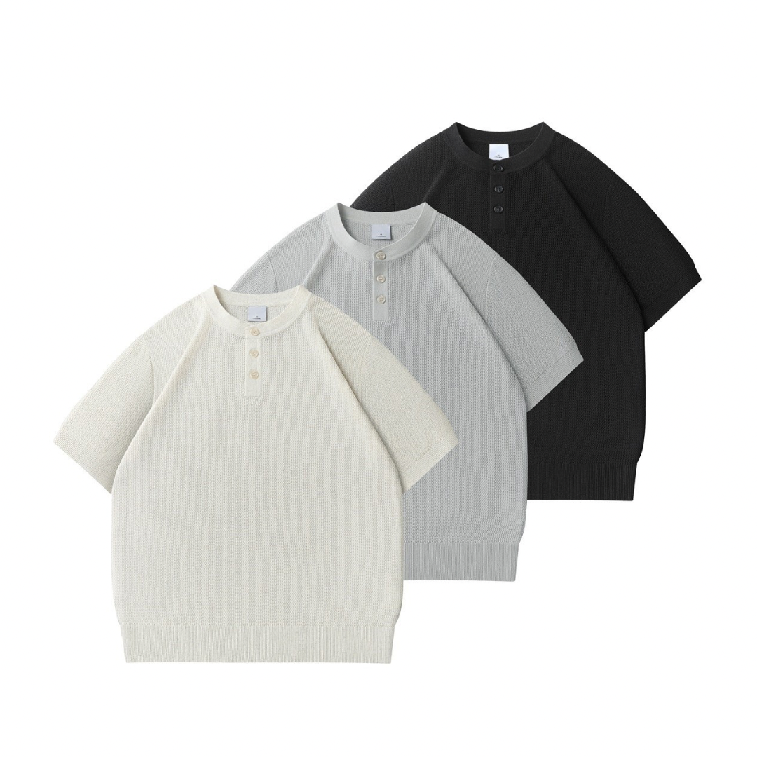 リヨセルリネン　ヘンリーネック　半袖Tシャツ　N1561