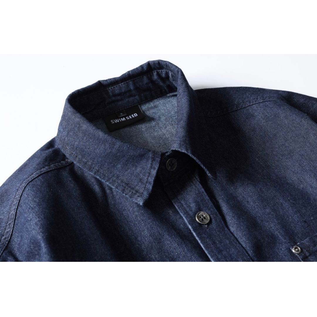 コットンポリ　デニム　レギュラーシャツ　N1060