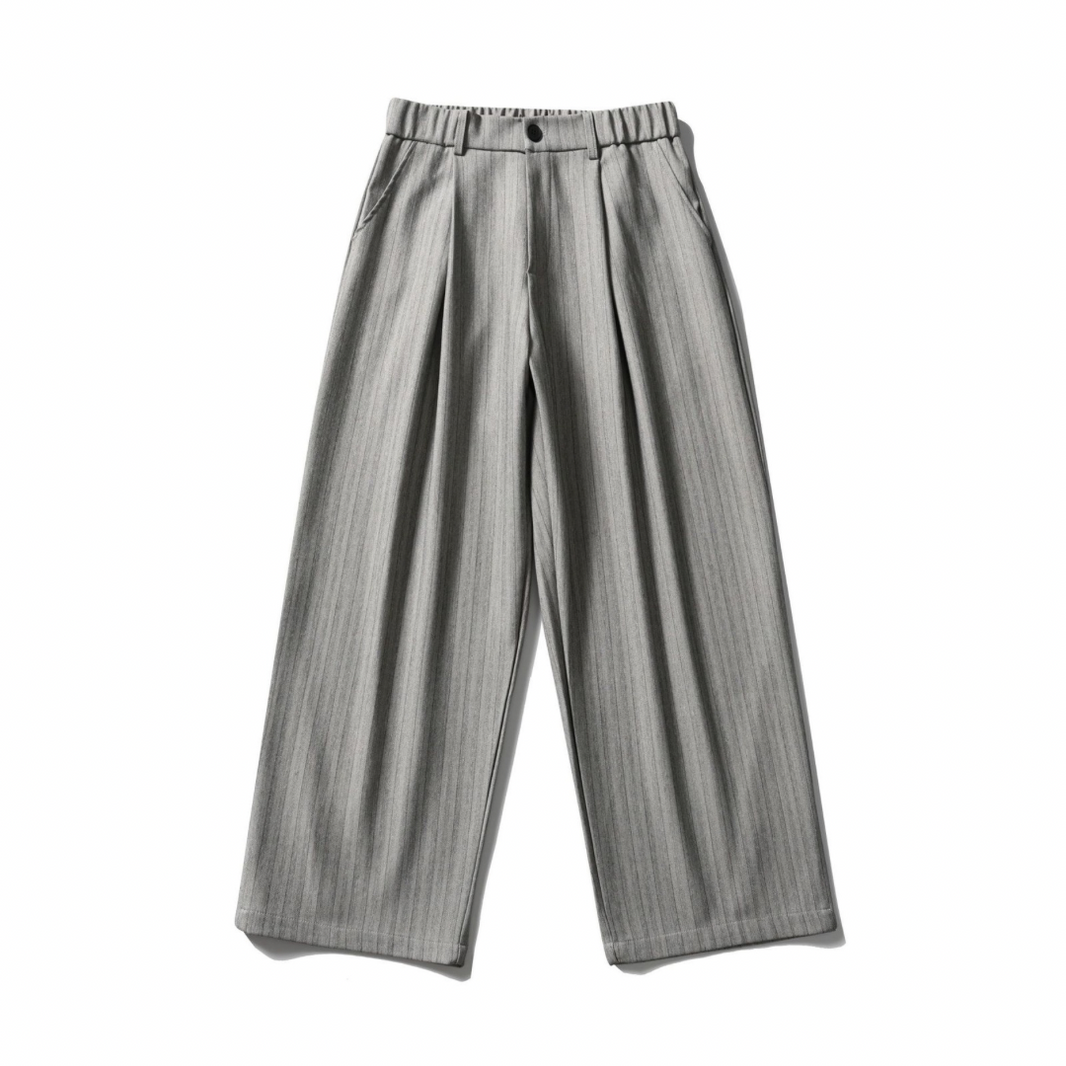 Poly-Rayon Pinstripe Wide Straight Pants N1747 light gray