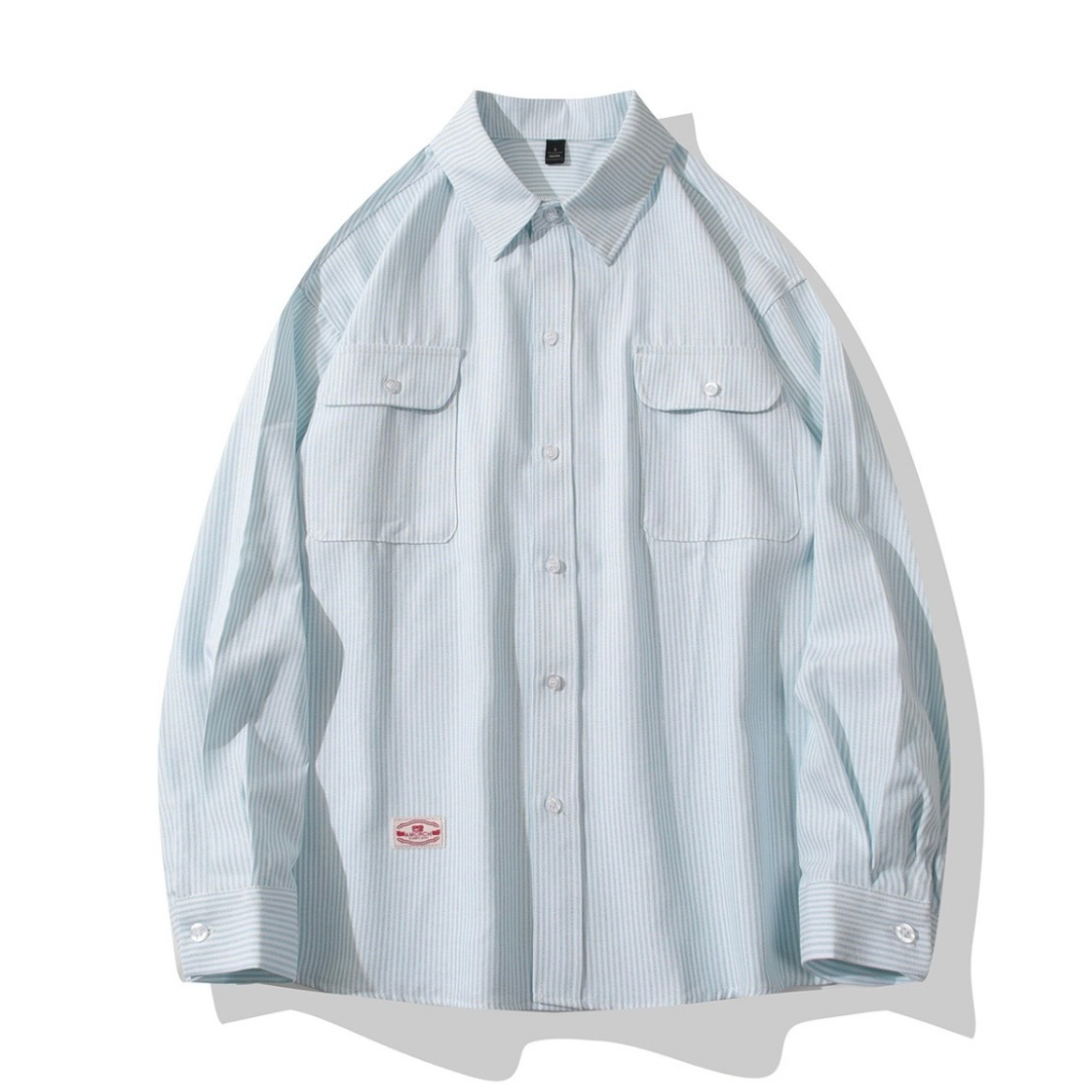 ペールストライプ　フラップポケット　シャツ　N1207