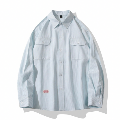 ペールストライプ　フラップポケット　シャツ　N1207
