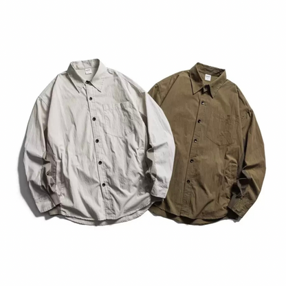 コットンナイロン　バイカラー　ポケット付き　シャツジャケット　N1235
