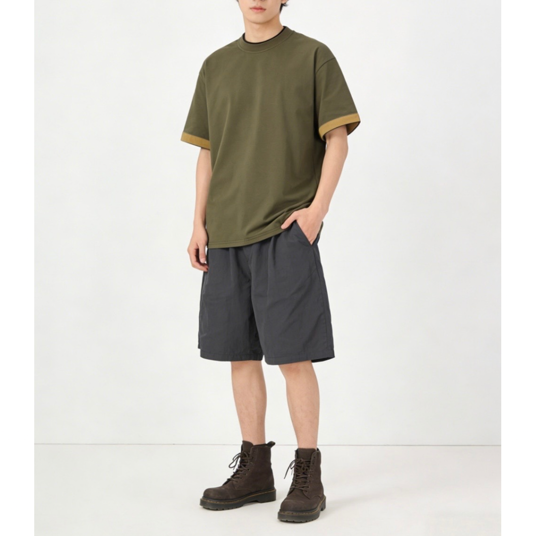 コットンポリ　バイカラーヘム　Tシャツ　N1591